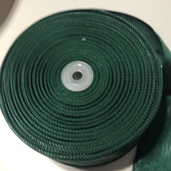 NEW DARK GREEN MOIRE’ RIBBON  2 1/2” WIDE AND WIRED APPROX 50 YARDS - Picture 2 of 3